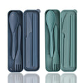 DIYJEP 2 Sets Plastic Reusable Utensils Set with Case Travel Chopsticks Fork Spoon Knife Set for Lunch Box Portable Cutlery Sets for Travel Camping Daily Use (Standard)