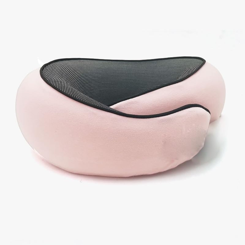 Neck Pillow Travel Pillow uses Memory Foam to Support Neck Comfort Ideal Companion for Airplane and car Travel Compact Convenient and Versatile Airplane Sleep Pillow(Pink)