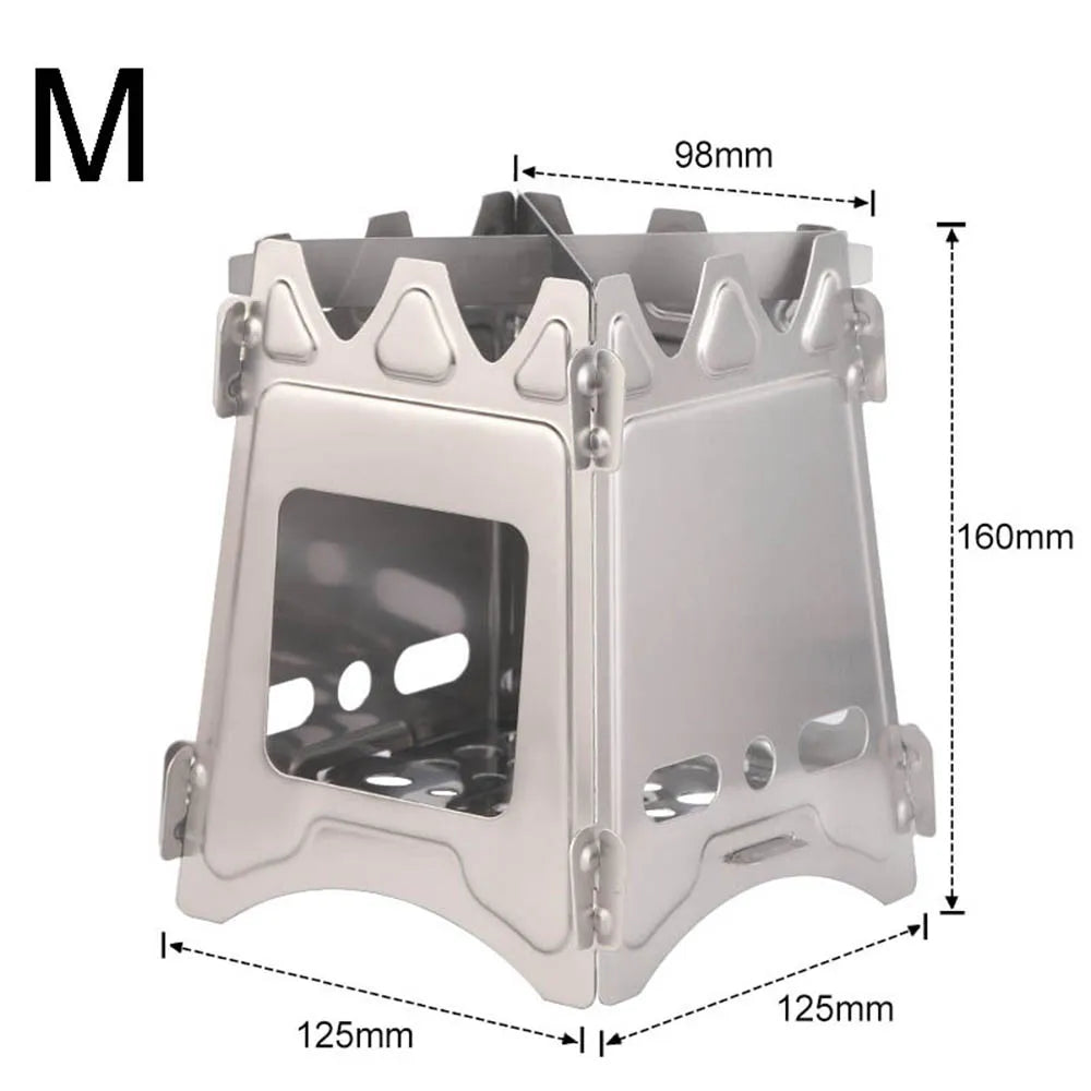 Camping Wood Burning Stove Portable Stainless Steel Lightweight  Solidified Alcohol Stove  Outdoor Camping Cooking BBQ Picnic