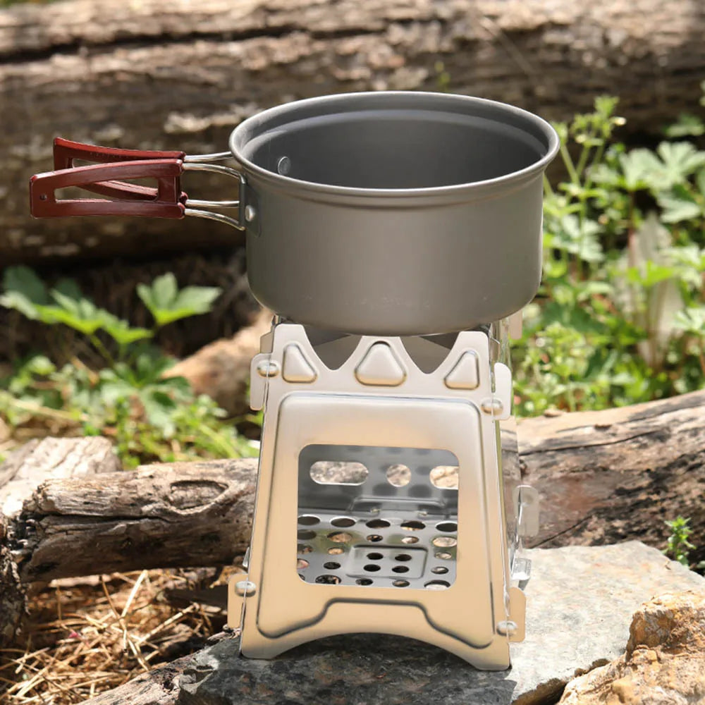 Camping Wood Burning Stove Portable Stainless Steel Lightweight  Solidified Alcohol Stove  Outdoor Camping Cooking BBQ Picnic