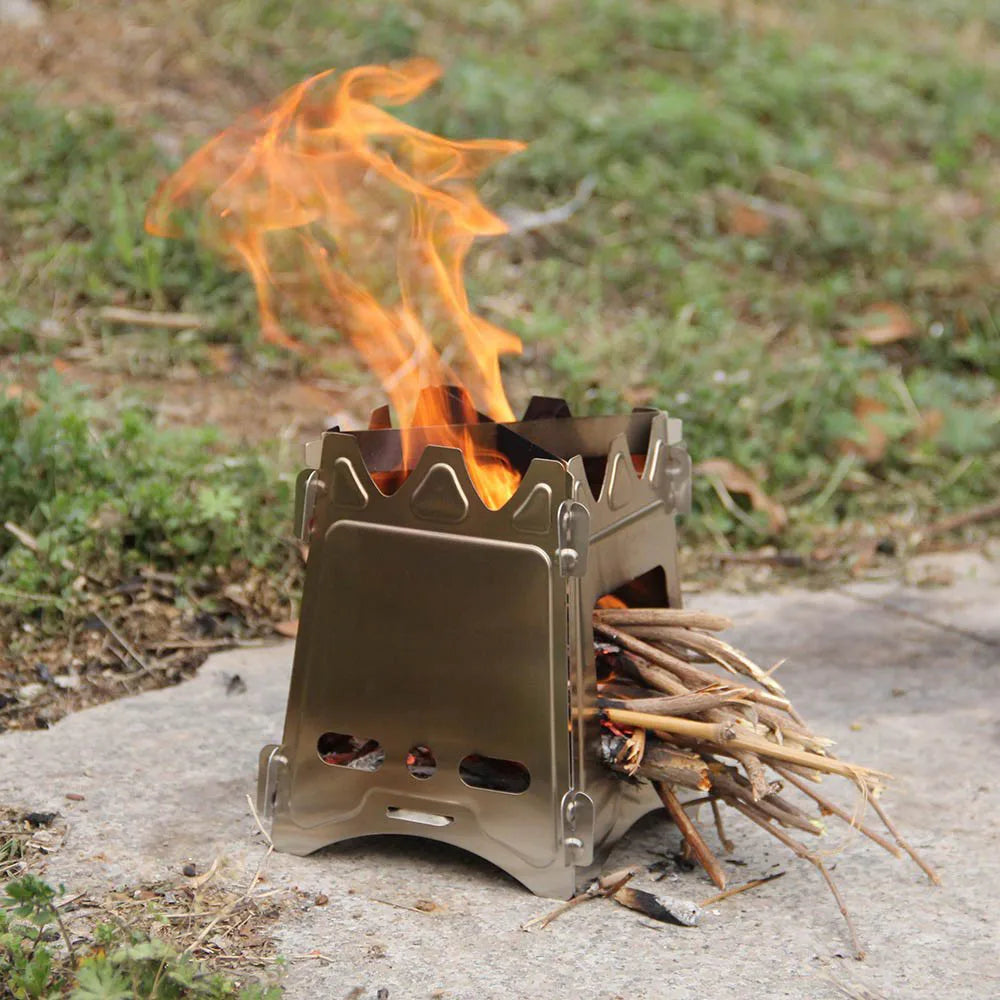 Camping Wood Burning Stove Portable Stainless Steel Lightweight  Solidified Alcohol Stove  Outdoor Camping Cooking BBQ Picnic
