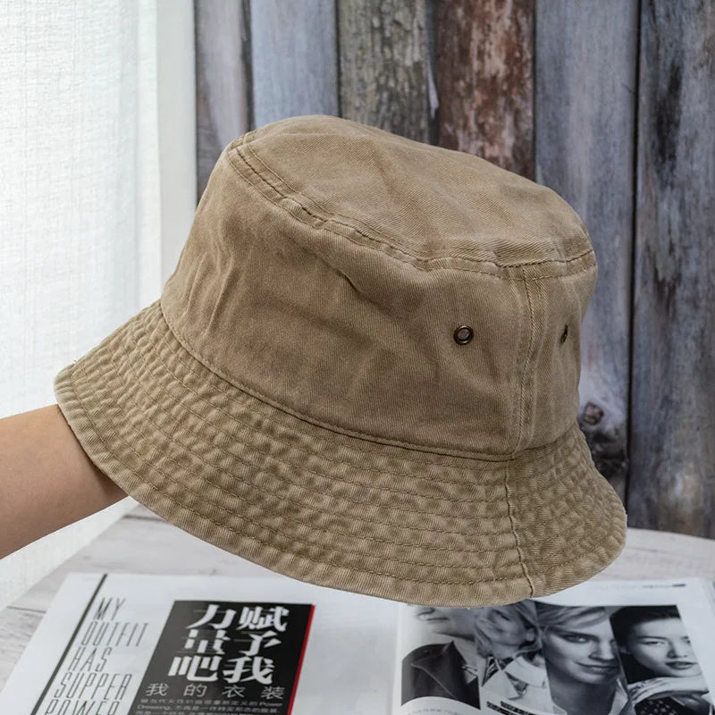 🧢 Washed Denim Bucket Hat – Unisex Panama / Fisherman Cap