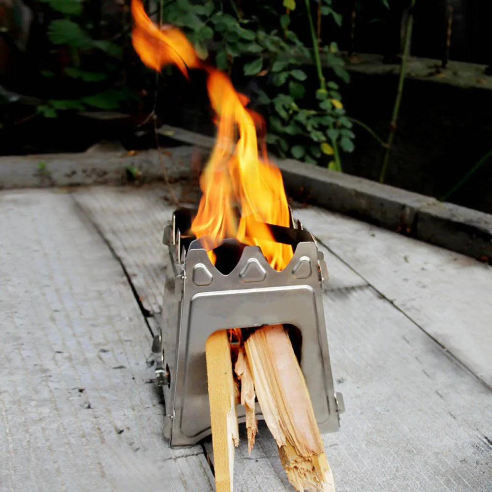 Camping Wood Burning Stove Portable Stainless Steel Lightweight  Solidified Alcohol Stove  Outdoor Camping Cooking BBQ Picnic