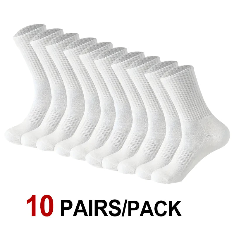 🧦 10 / 20 Pairs Neutral Solid Crew Socks | All‑Season Sports & Daily