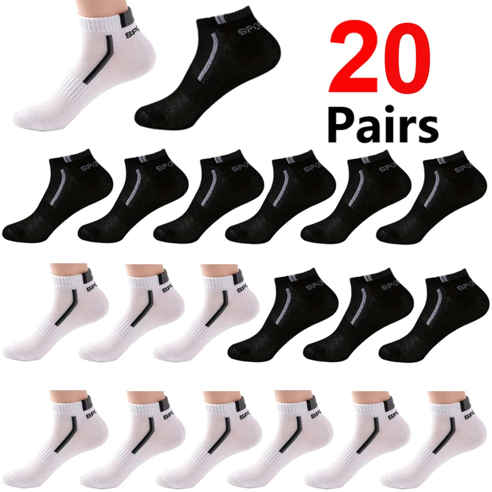 🧦 30 Pairs Men’s Mesh Ankle Socks | Color‑Block Sports & Casual