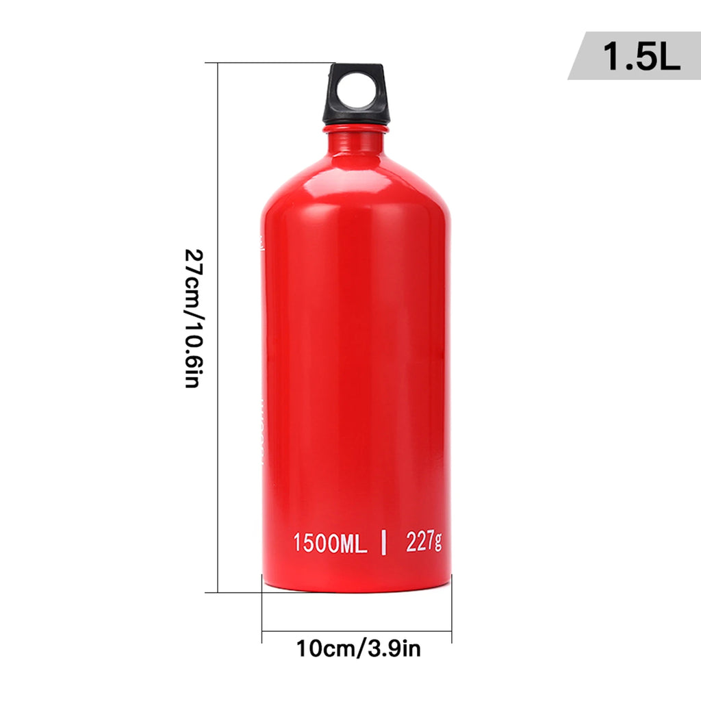 Oil-burning 1.5L Aluminum Fuel Bottle | Alcohol / Liquid Fuel Container for Camping, Hiking & Backpacking