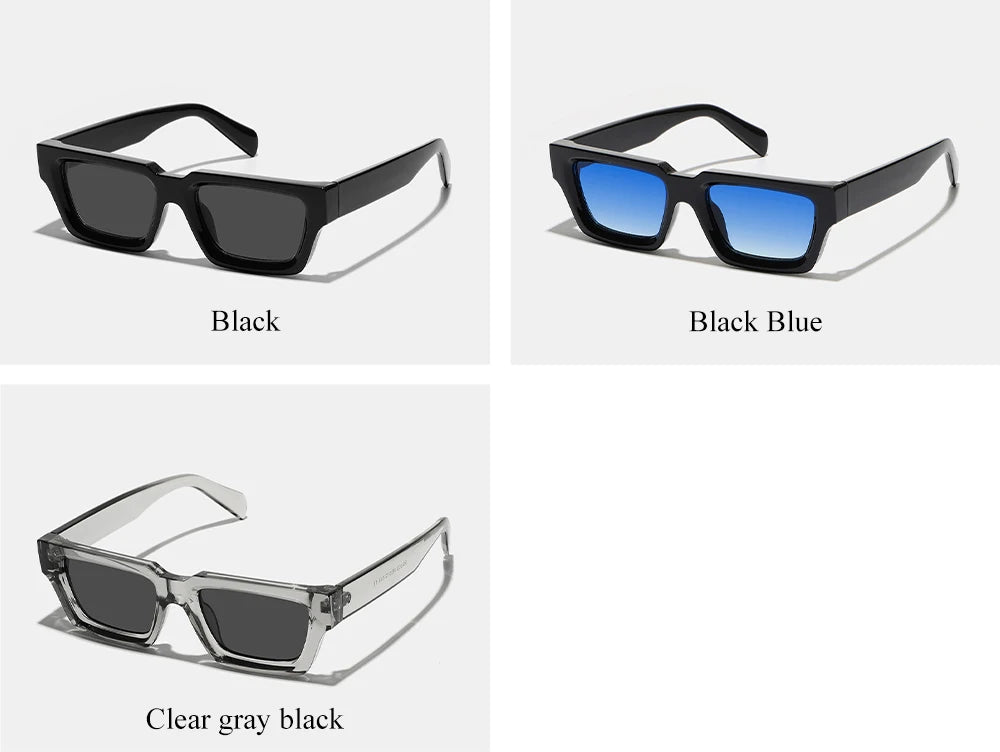🕶️ Ruiao 2026 Black Small Rectangular Thick‑Frame Sunglasses