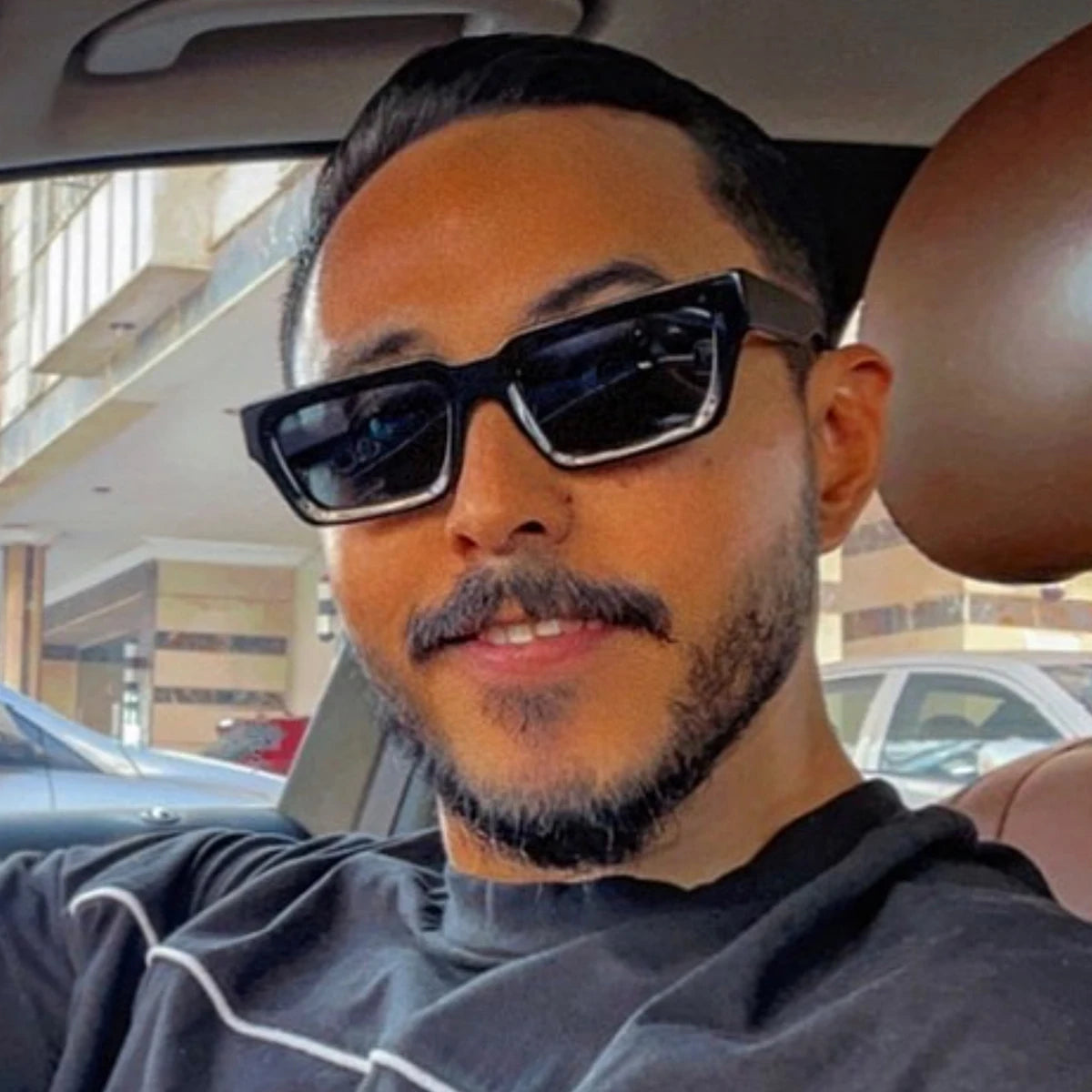🕶️ Ruiao 2026 Black Small Rectangular Thick‑Frame Sunglasses