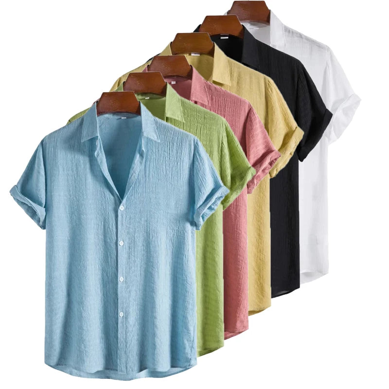 🌿 Men’s Cotton Linen Short Sleeve Shirt / Tee – Ultimate Summer Cool