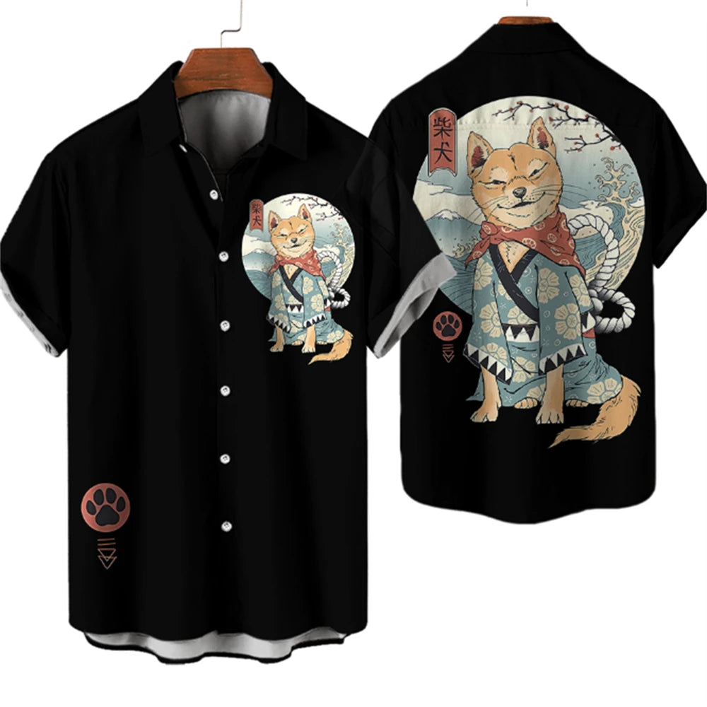⚔️🐱 Samurai Cat Hawaiian Shirt – Men’s Summer Top