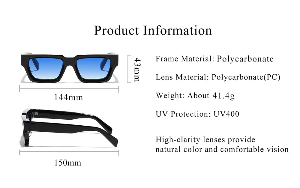 🕶️ Ruiao 2026 Black Small Rectangular Thick‑Frame Sunglasses