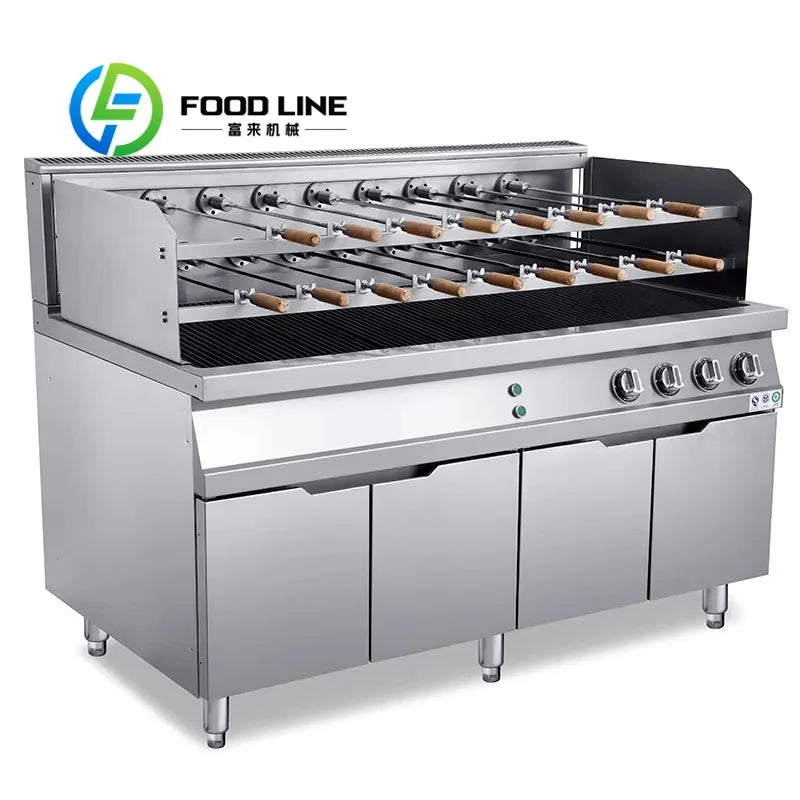 Commercial Electric Chargrill with Cabinet Electric Grill Griddle Stainless Steel BBQ Grill for Hotel & Restaurant