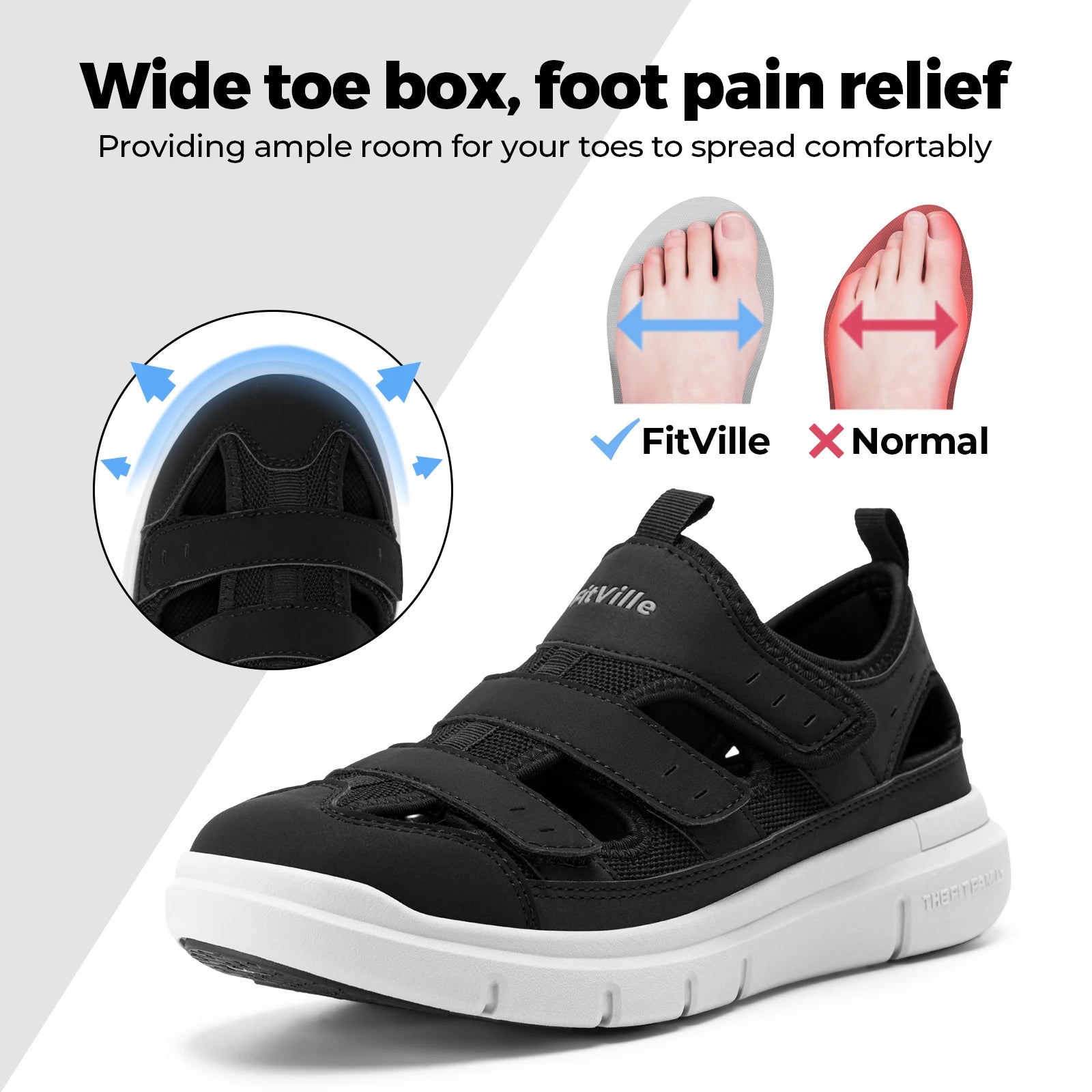 FitVille Men’s Wide Diabetic & Recovery Sandals