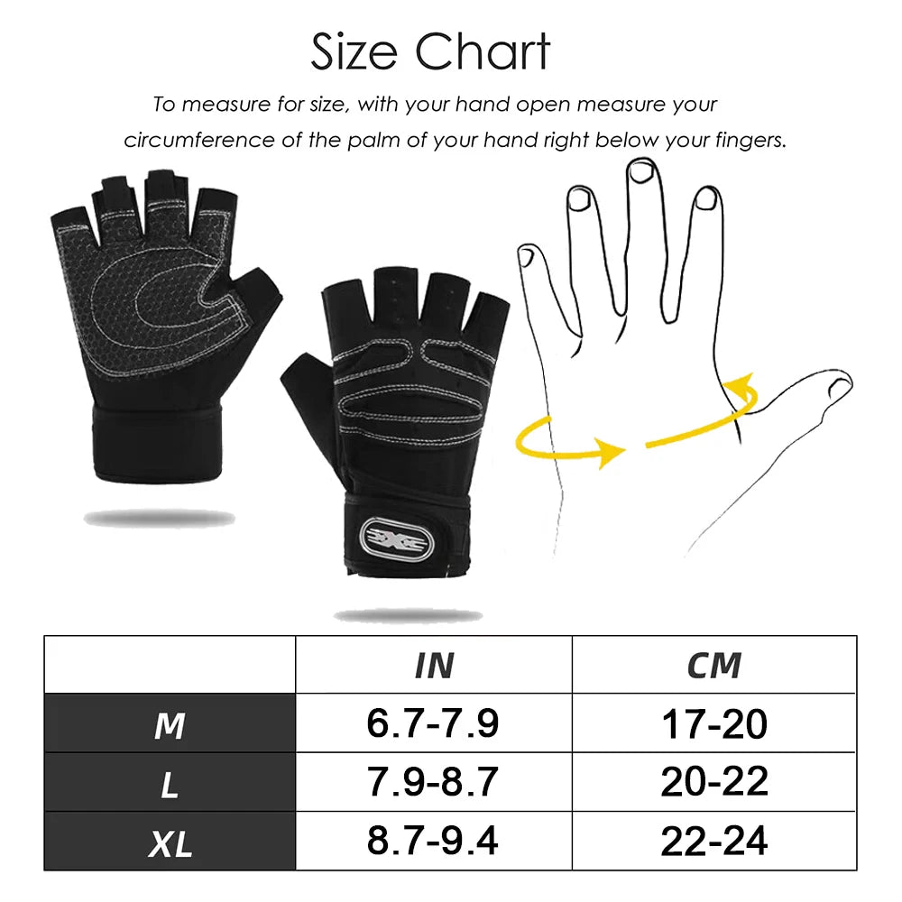 🧤 Half‑Finger Workout Gloves – With Wrist Wrap Support