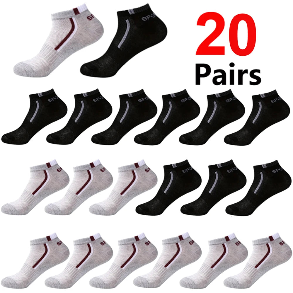 🧦 30 Pairs Men’s Mesh Ankle Socks | Color‑Block Sports & Casual