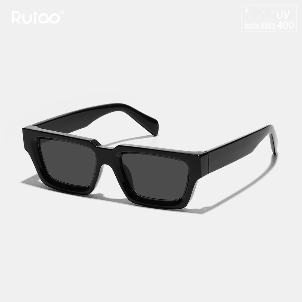 🕶️ Ruiao 2026 Black Small Rectangular Thick‑Frame Sunglasses