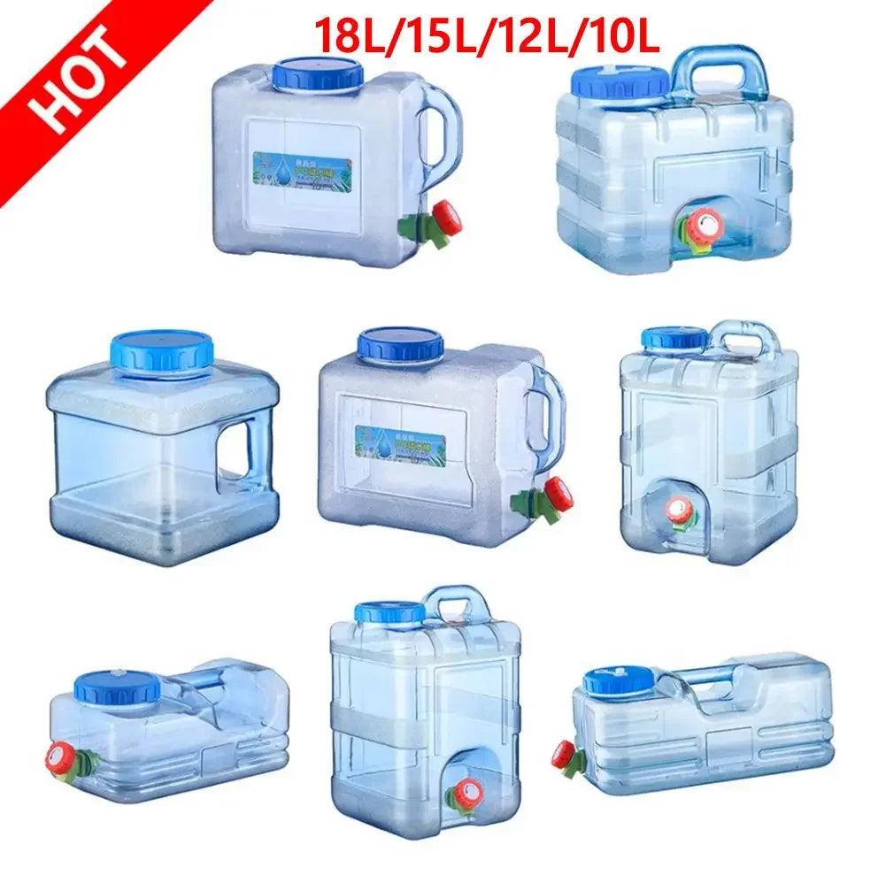 6/8/13/18L Water Container Portable Water Tank Container with Faucet No Leakage Large Capacity for Camping Cooking Water Storage