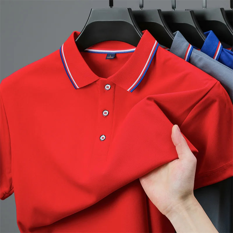 🧥 Men’s Solid Colour Short Sleeve Polo Shirt – Summer Essential