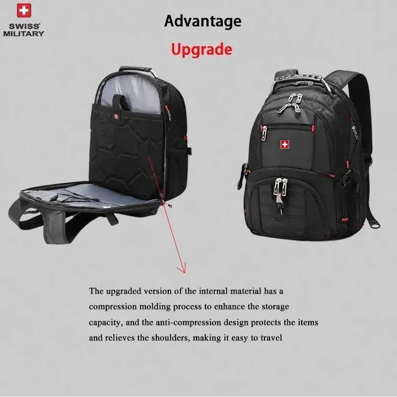 🎒 SWISS‑Style 17” Laptop Backpack | Waterproof + USB Charging