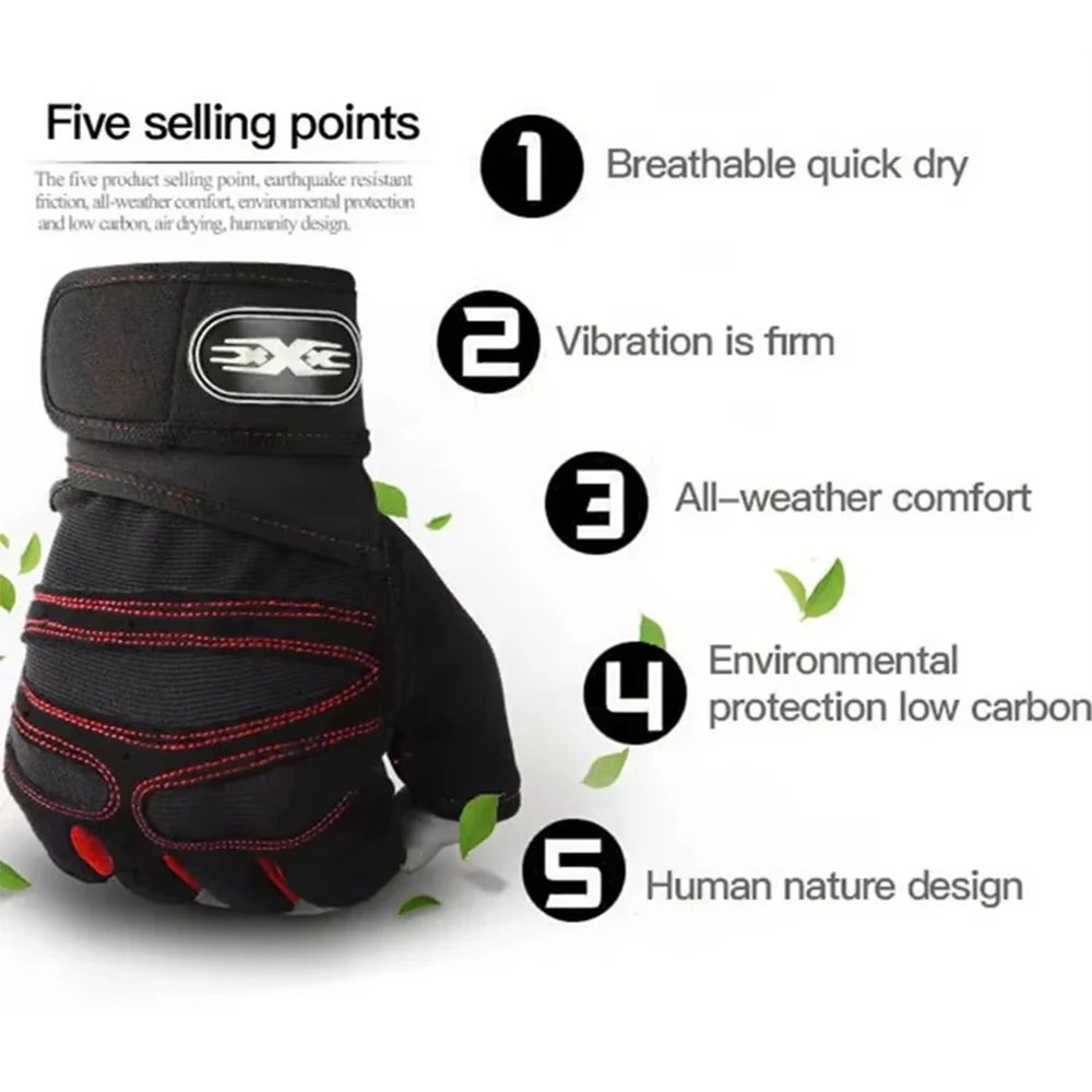 🧤 Half‑Finger Workout Gloves – With Wrist Wrap Support