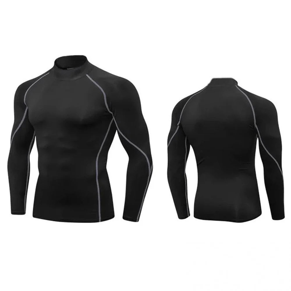 🧣 Men’s Turtleneck Compression Long Sleeve Rash Guard