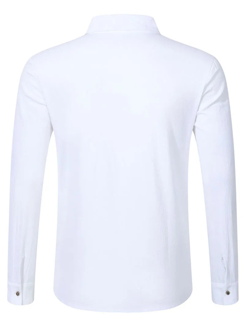 🌿 New Men’s Long‑Sleeve Linen‑Blend Casual Shirt