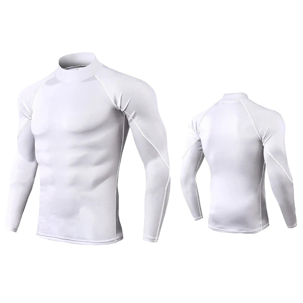 🧣 Men’s Turtleneck Compression Long Sleeve Rash Guard