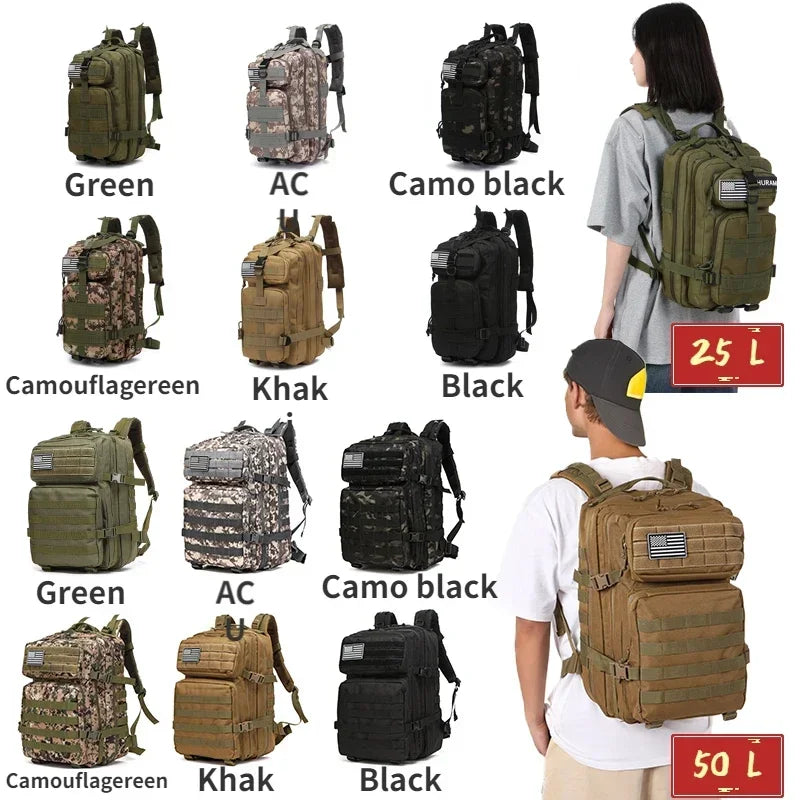 🎒 25L / 50L Tactical Molle Backpack – Outdoor & Multi‑Purpose