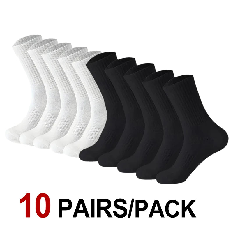 🧦 10 / 20 Pairs Neutral Solid Crew Socks | All‑Season Sports & Daily