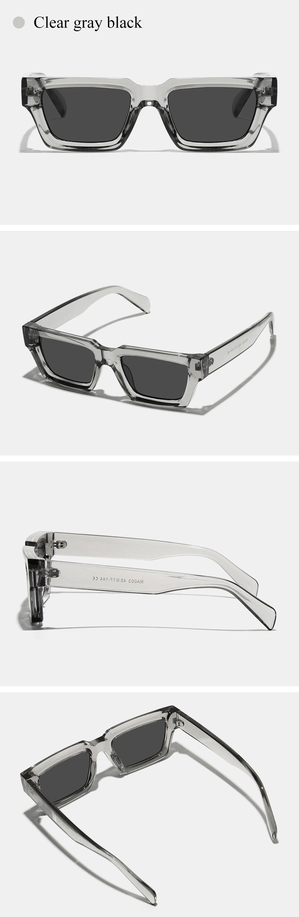 🕶️ Ruiao 2026 Black Small Rectangular Thick‑Frame Sunglasses