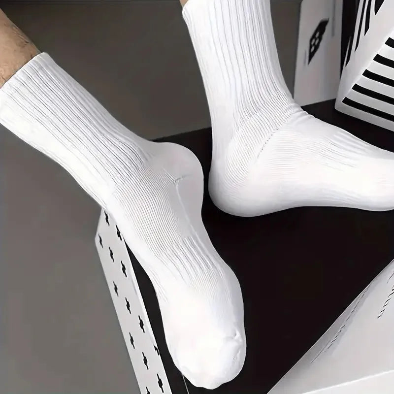 🧦 10 / 20 Pairs Neutral Solid Crew Socks | All‑Season Sports & Daily