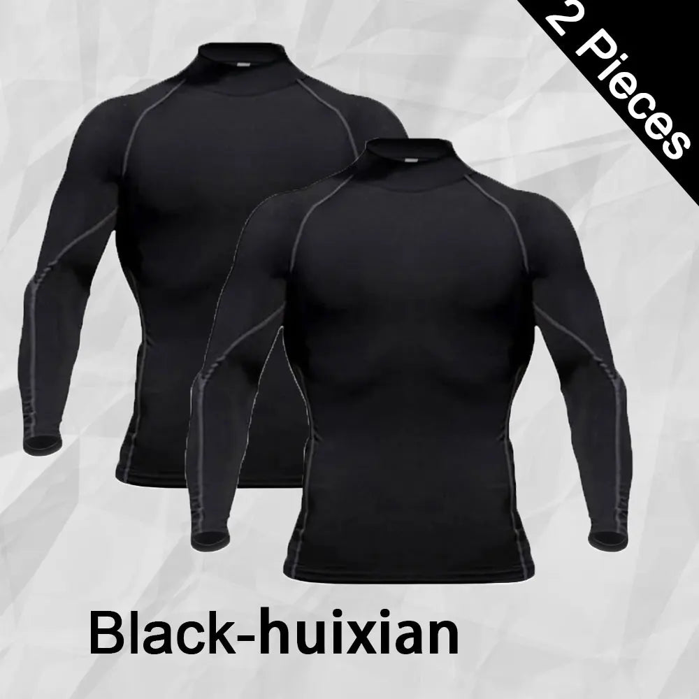 🧣 Men’s Turtleneck Compression Long Sleeve Rash Guard