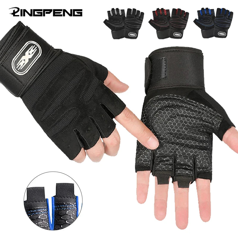 🧤 Half‑Finger Workout Gloves – With Wrist Wrap Support