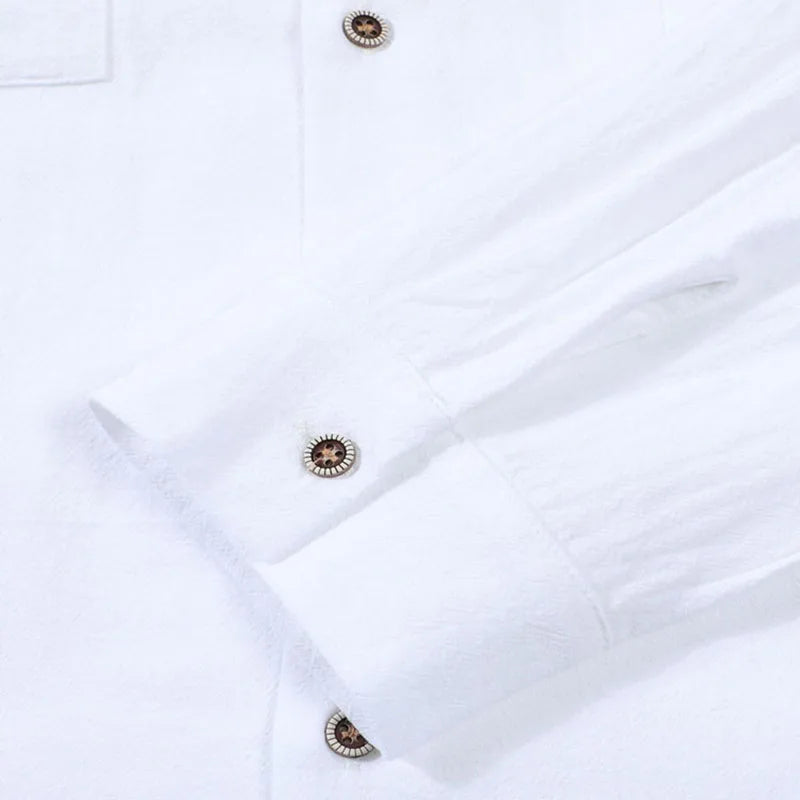 🌿 New Men’s Long‑Sleeve Linen‑Blend Casual Shirt