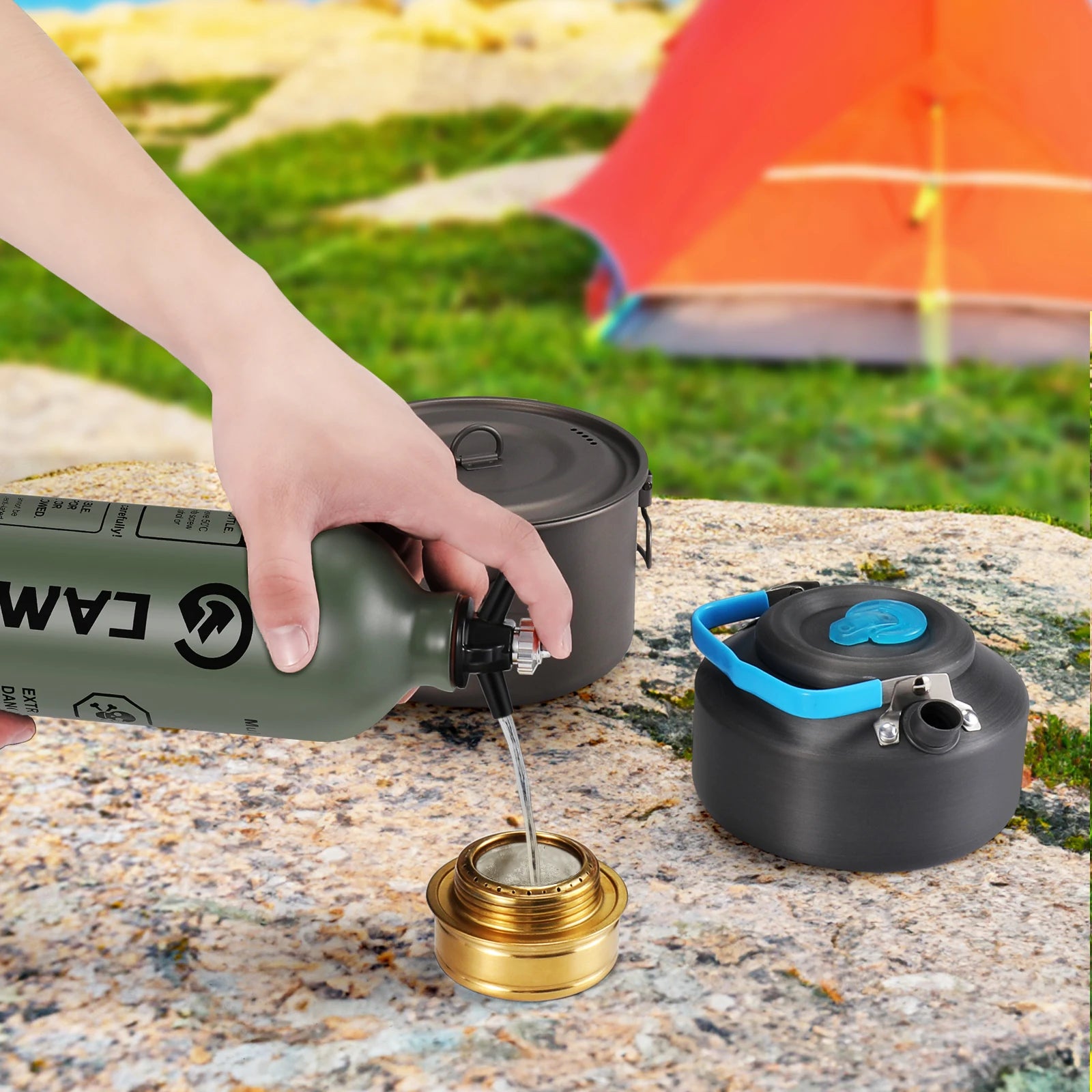 CAMPEAK liquid Fuel Bottle 0.5L/1L Water Bucket for Outdoor Camping with Safety Valve