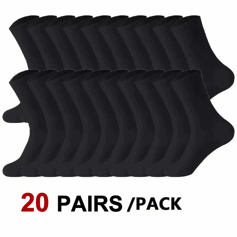 🧦 10 / 20 Pairs Neutral Solid Crew Socks | All‑Season Sports & Daily