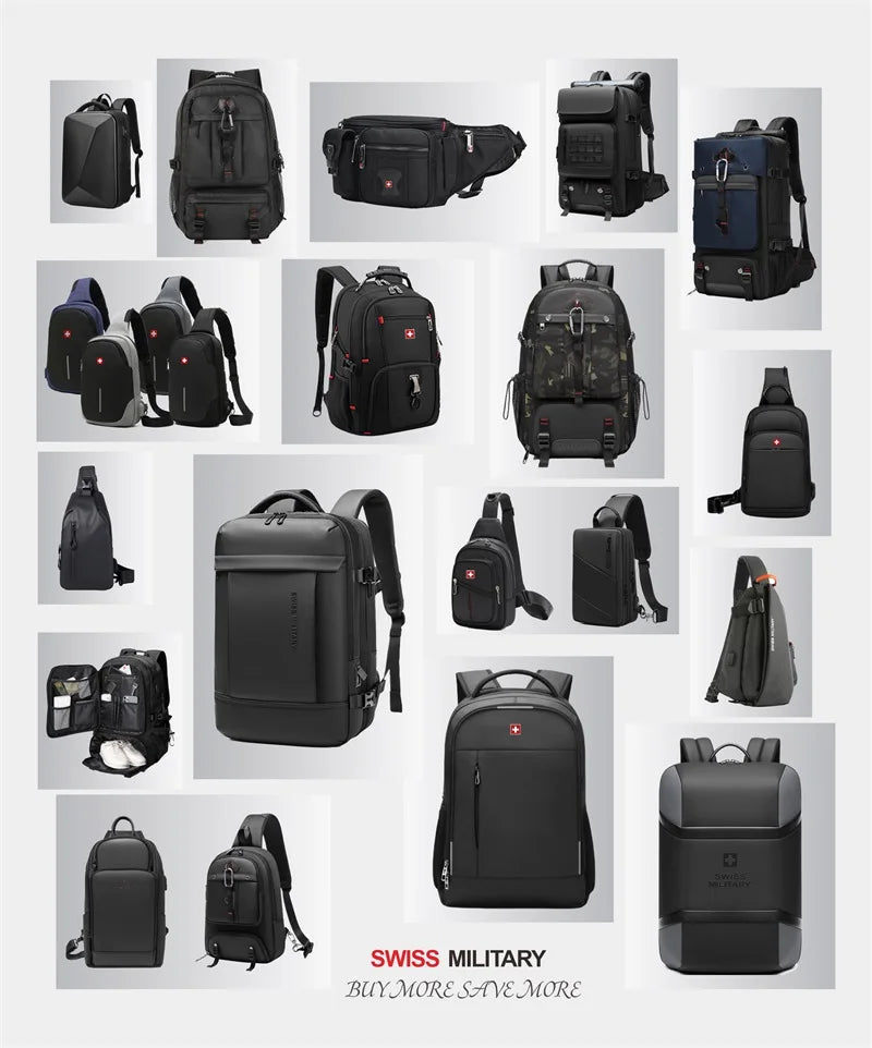 🎒 SWISS‑Style 17” Laptop Backpack | Waterproof + USB Charging