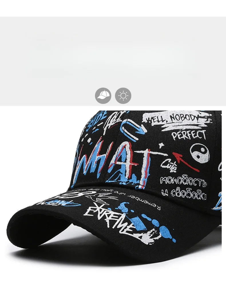 🧢 New Graffiti Printed Baseball Cap – Unisex Hip‑Hop Snapback