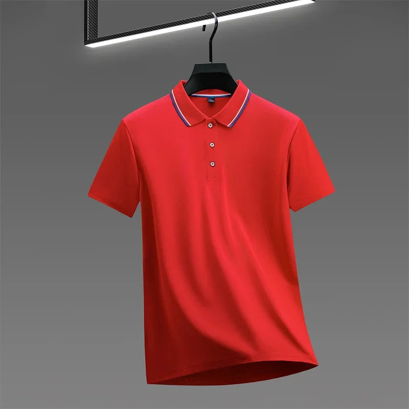 🧥 Men’s Solid Colour Short Sleeve Polo Shirt – Summer Essential
