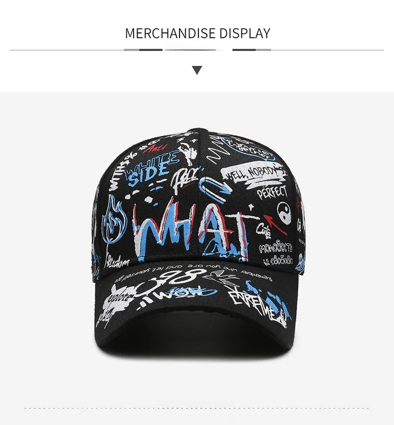 🧢 New Graffiti Printed Baseball Cap – Unisex Hip‑Hop Snapback