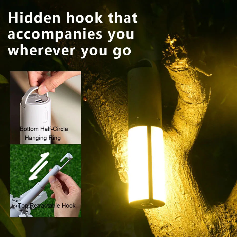 Outdoor Camping Light Portable Lantern Folding Rechargeable 3 Modes Dimmable for Outdoor Indoor Camping Tent Emergency Lighting