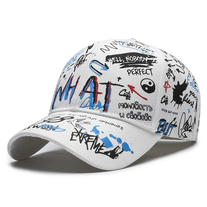 🧢 New Graffiti Printed Baseball Cap – Unisex Hip‑Hop Snapback