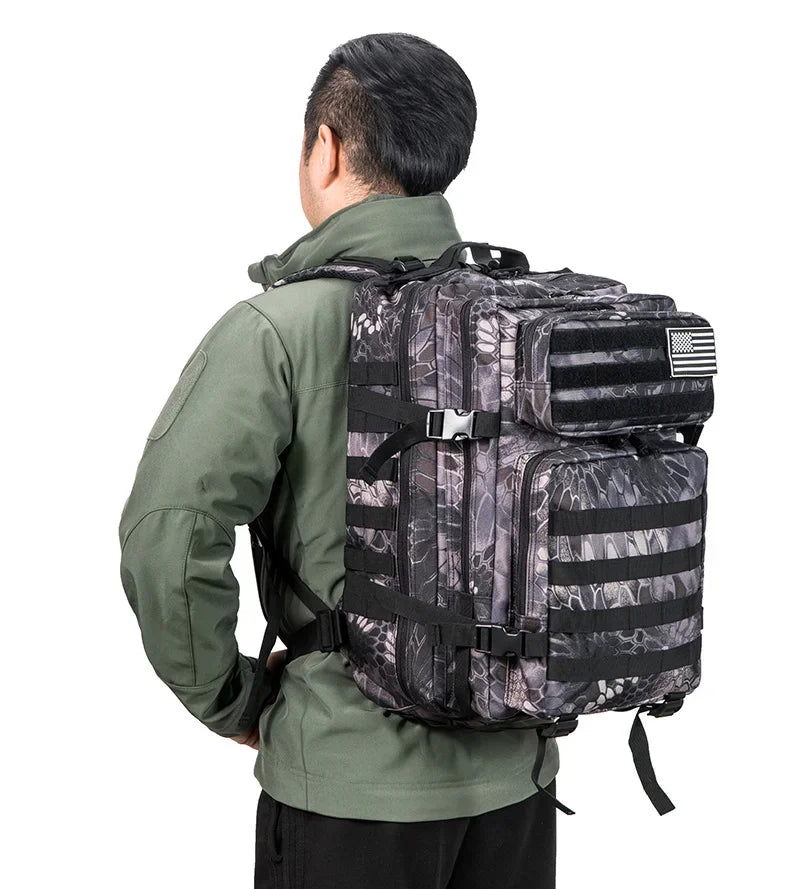 🎒 45L Tactical Outdoor Backpack | 3‑Day Molle Hiking Pack