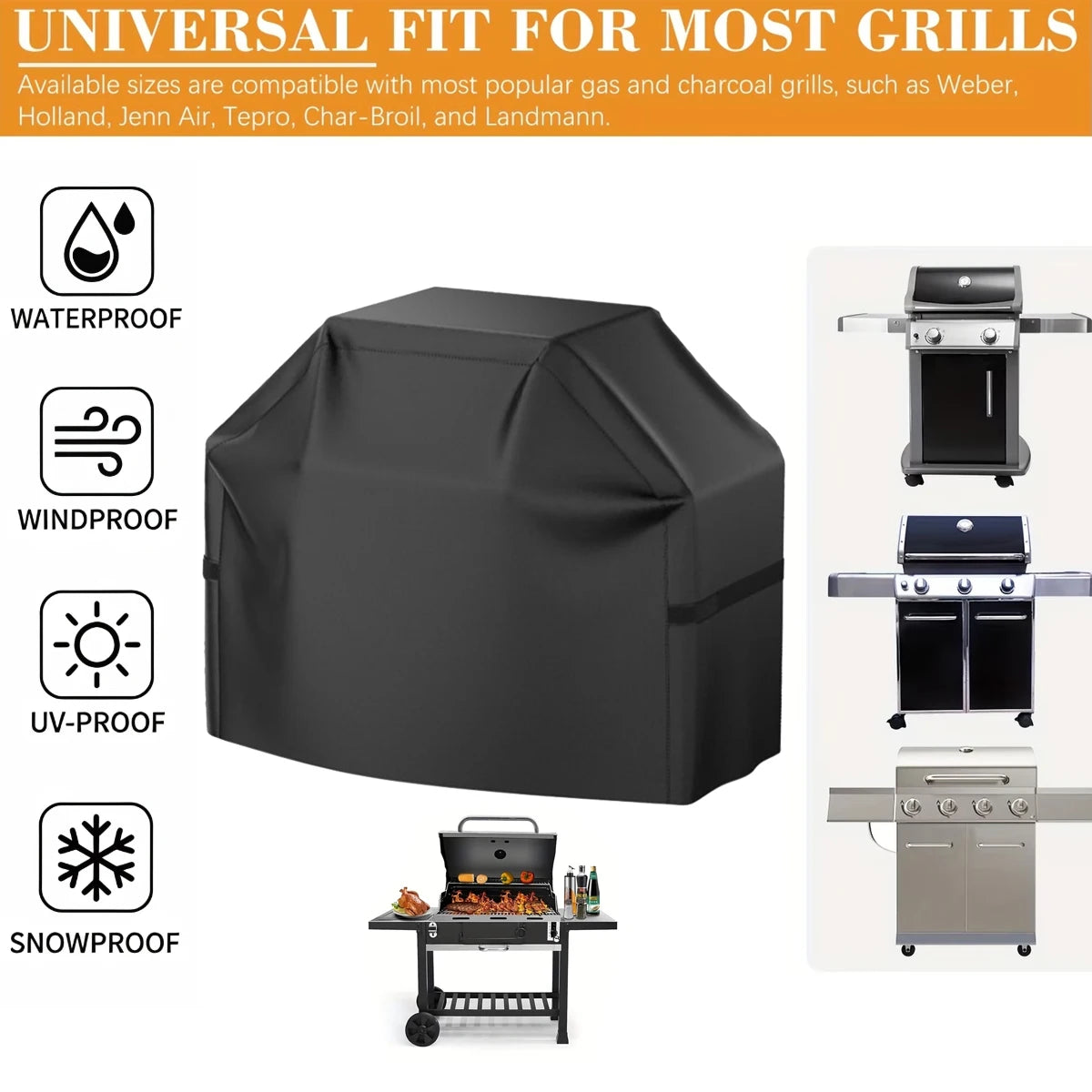 Durable Grill Guard Protects Against UV Rays, Wind and Dust, Fits Most Grills Including Weber, Char-Broil, Nexgrill