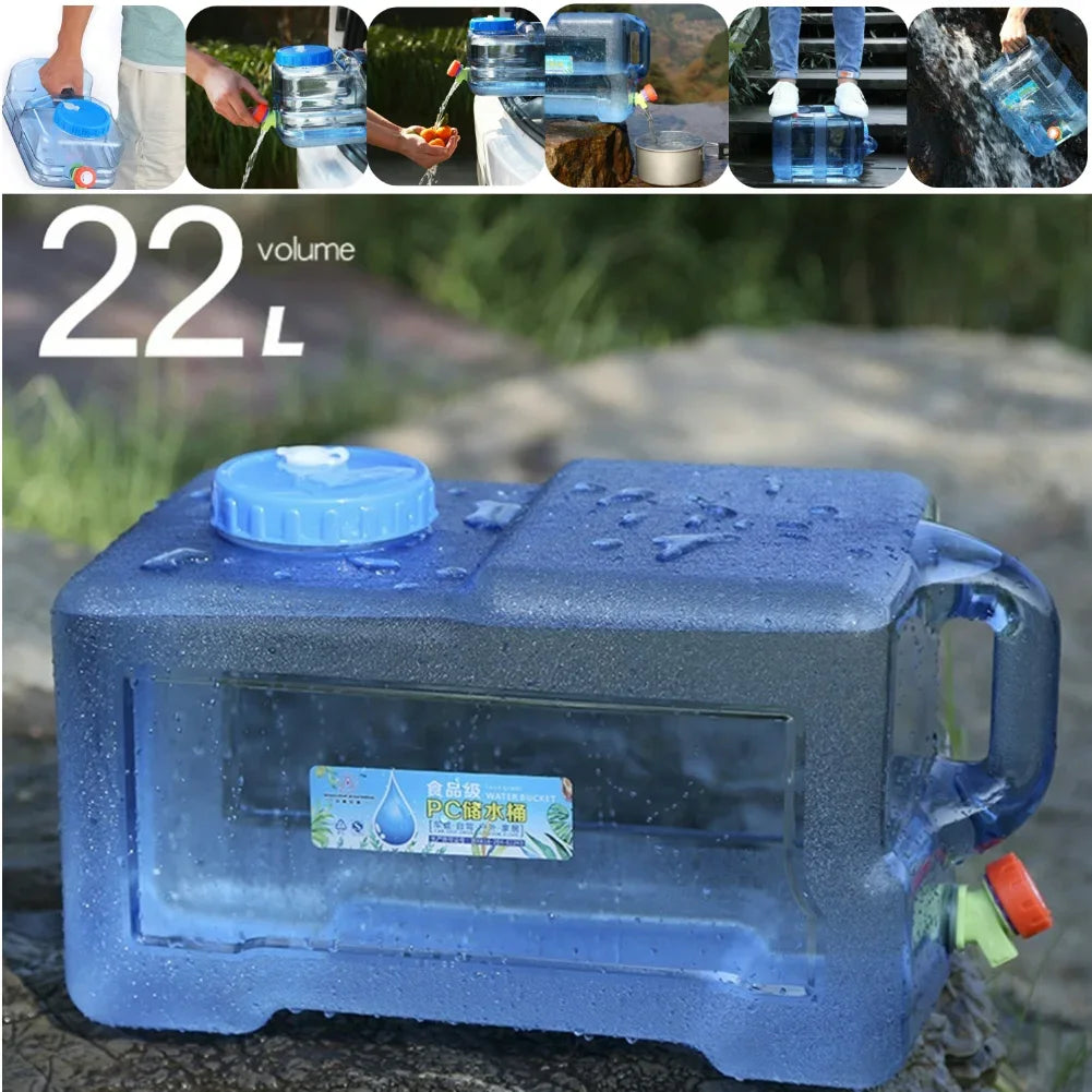 22L/20L/18L Large Capacity Water Container Water Canister Drinking Water Storage Bucket With Handle for Camping Travel Drinking