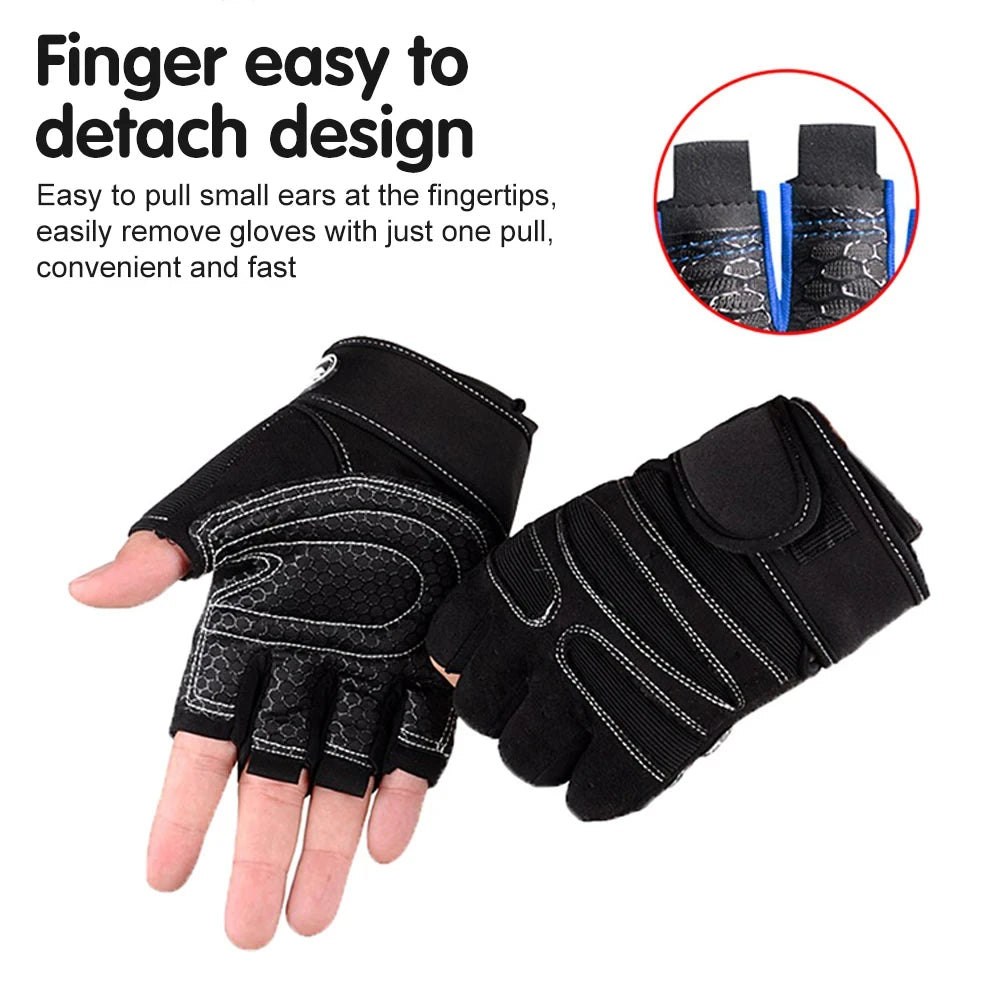 🧤 Half‑Finger Workout Gloves – With Wrist Wrap Support