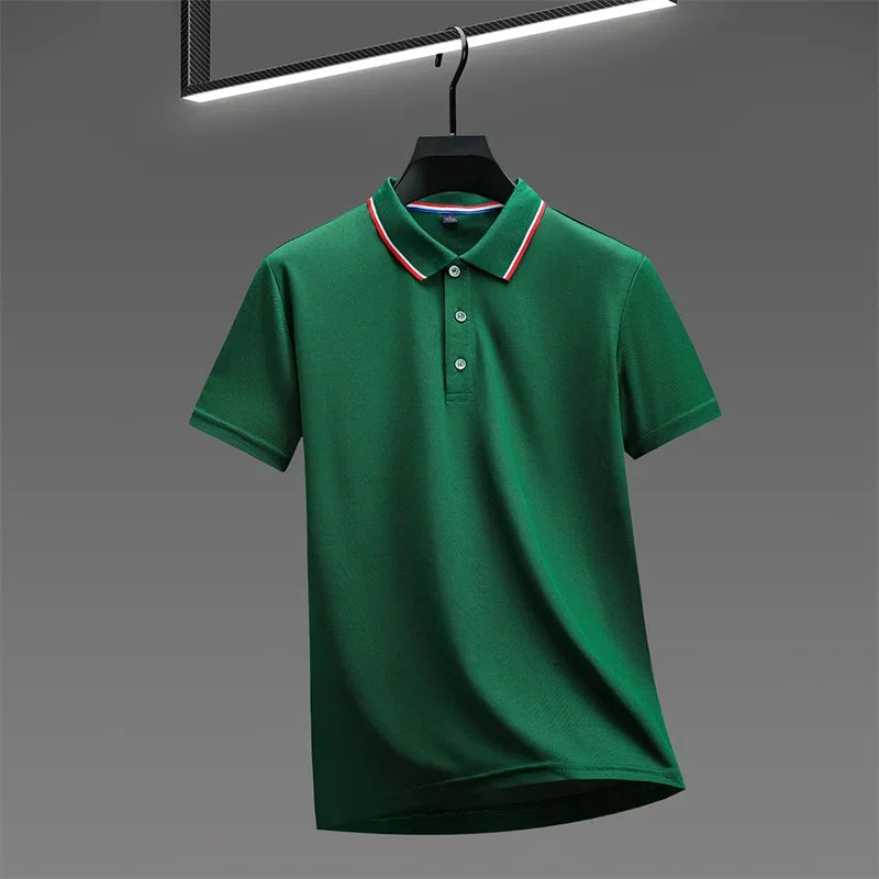 🧥 Men’s Solid Colour Short Sleeve Polo Shirt – Summer Essential