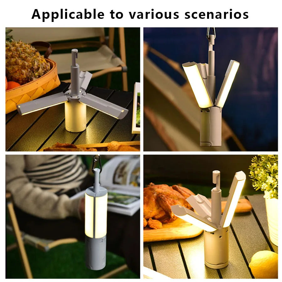 Outdoor Camping Light Portable Lantern Folding Rechargeable 3 Modes Dimmable for Outdoor Indoor Camping Tent Emergency Lighting