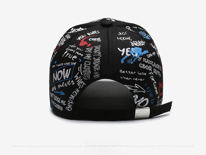🧢 New Graffiti Printed Baseball Cap – Unisex Hip‑Hop Snapback
