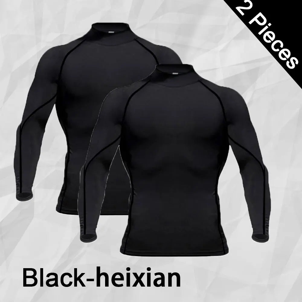 🧣 Men’s Turtleneck Compression Long Sleeve Rash Guard